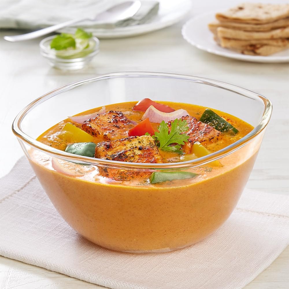 Borosil Square Shape Serving & Mixing Bowl | Borosilicate Glass Bowl for Kitchen & Dinning | Bowl for Mixing Dough, Salad, Batter | Microwave & Dishwasher Safe | Transparent