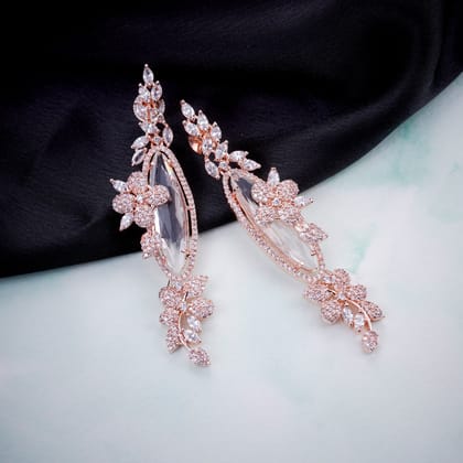 Rose Gold Serenade Earrings-White / Rose Gold