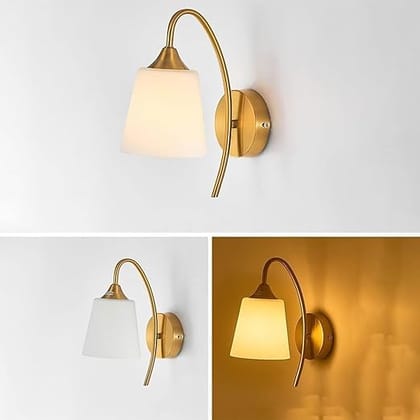 Decorative Wall Sconce Light Fixture with PVC Shade Gold Finish Metal Wall Lamp E27 Holder,for Bedroom, Living Room, Hallway, or Staircase (Without Bulb)