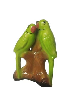 Green Parrot Figurine on Branch - Decorative Home Decor