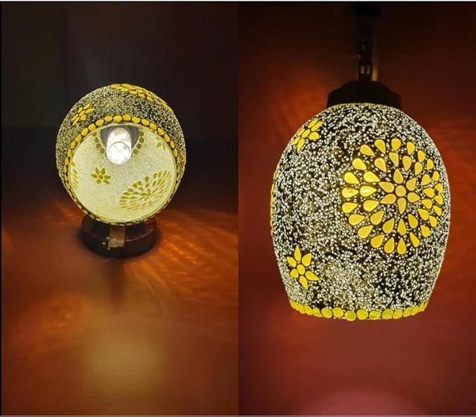 Handcrafted Glass & Wooded Decorative Wall Hanging Light for Living Room, Downside Wall Lamp for Bedroom & Mirror