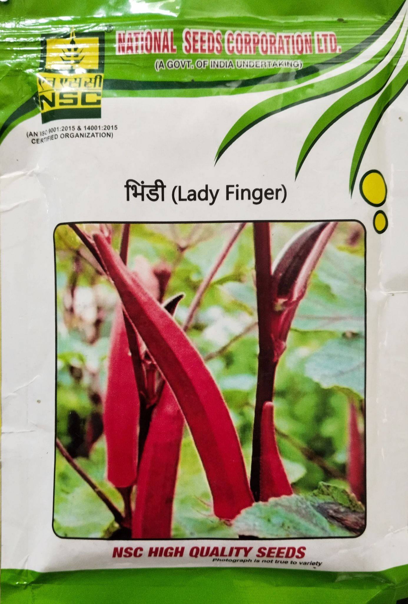 NSC Lal Bhindi Kashi Lalima variety, 100 gram T/L seed