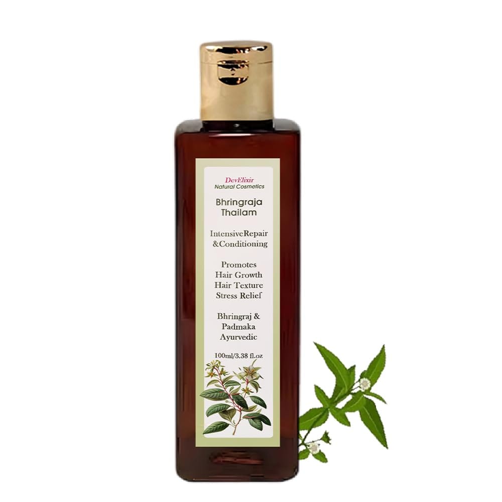 DevElixir Natural Cosmetics Bhringraja Thailam Ayurvedic Hair Oil | Intensive Repair & Conditioning | 100ml