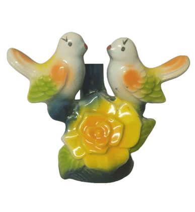 Ceramic Bird Figurine with Yellow Rose