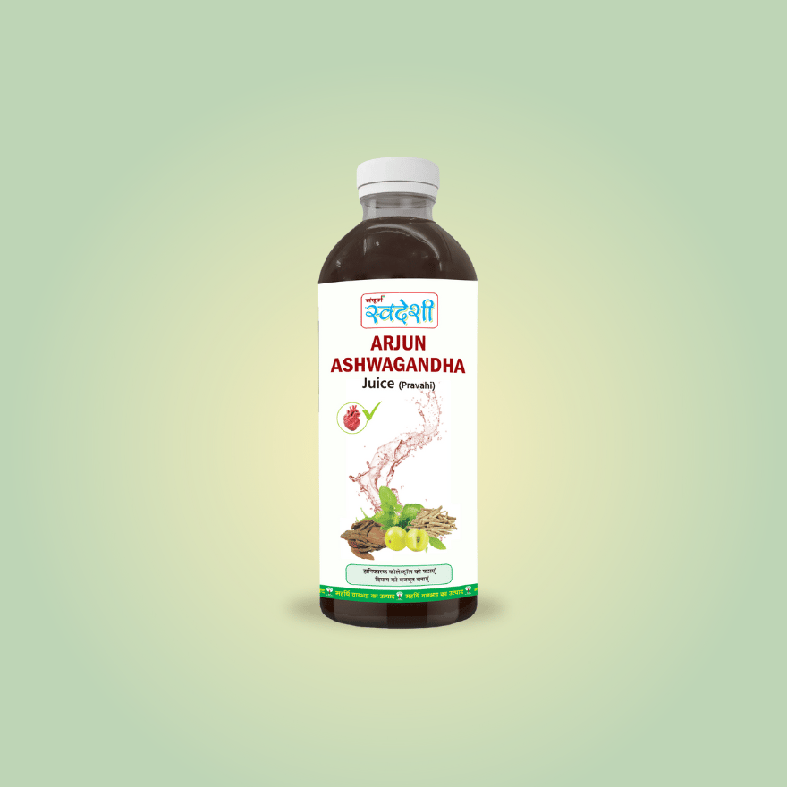 Sampuran Swadeshi Arjun Ashwagandha Juice - 1000 ml Pack of 1, Ayurvedic Remedy for Heart Health & Anxiety, Helps regulate blood pressure, reduce anxiety, and improve overall cardiovascular wellness