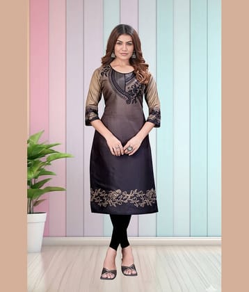 Hetsa Women Rayon Printed A-line Kurti ( Grey Melange )