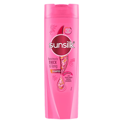 Sunsilk Lusciously Thick & Long Shampoo - With Keratin, Yoghurt Protein & Macadamia Oil, For 2X Thicker & Fuller Hair, 180 Ml
