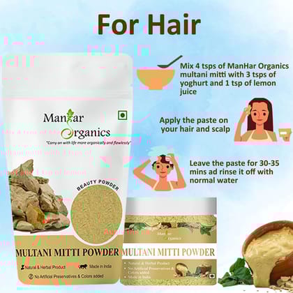 ManHar Organics Multani Mitti 1KG | Pure Fuller's Earth Clay for Glowing Skin & Oil Control | Natural Face Pack for Acne & Pimples