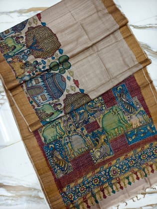 Kalahasti Kalamkari on Tusar Style 3-Tussar