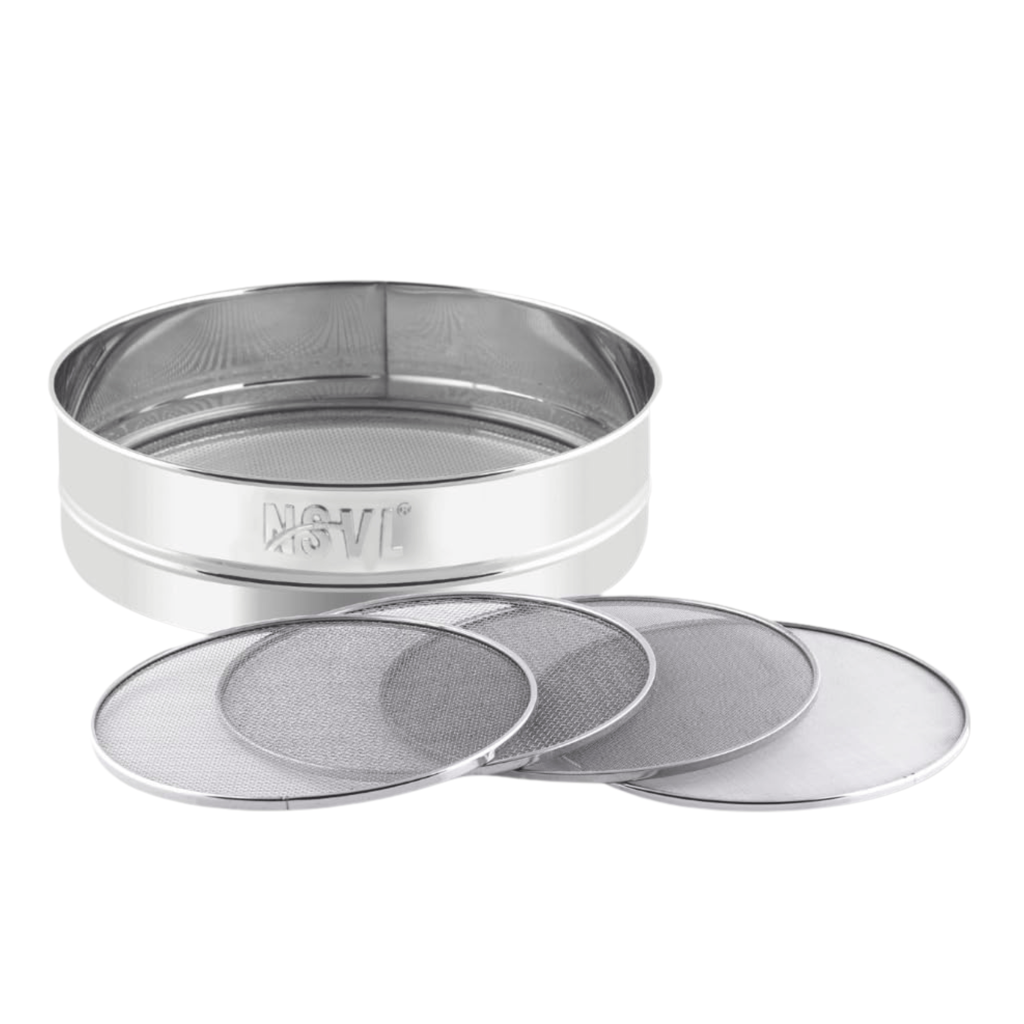 Nsvl Lite Stainless Steel 4 in 1 Interchangeable Sieve/Chalni 1 Unit | Set of 5 | Silver | Gehu/Flour/Atta/Maida Chalni/Spices/Food Strainers