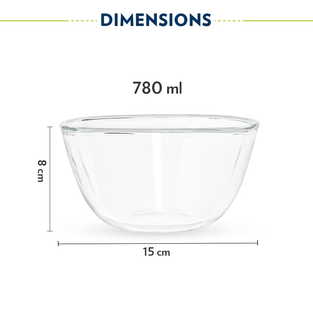 Borosil Square Shape Serving & Mixing Bowl | Borosilicate Glass Bowl for Kitchen & Dinning | Bowl for Mixing Dough, Salad, Batter | Microwave & Dishwasher Safe | Transparent