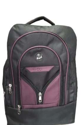 Stylish Black and Purple Backpack with Multiple Pockets