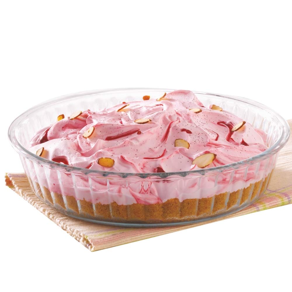 Borosil 1.5 L Baking & Serving Round Shape Fluted Dish | Borosilicate Glass Bakeware and Serveware Tray | Microwave, Oven & Dishwasher Safe Bowl | Transparent