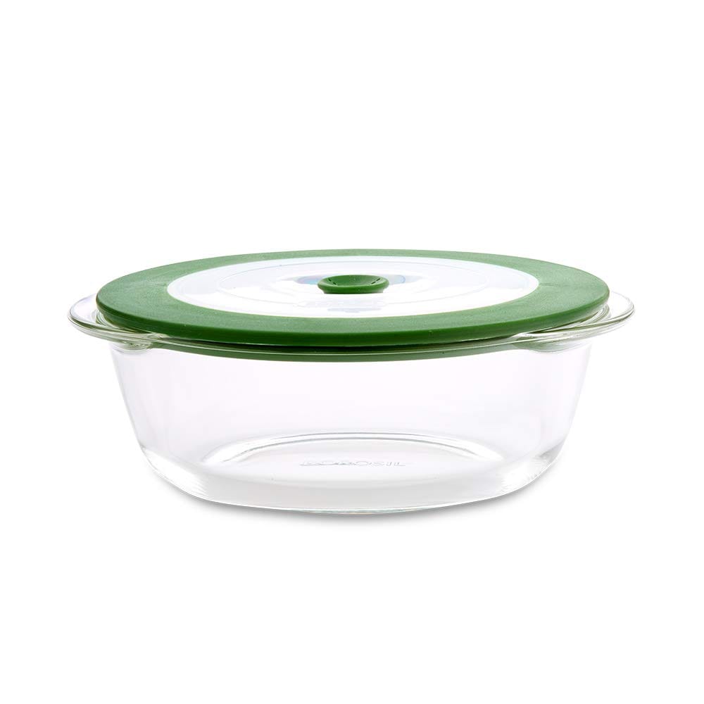 Borosil Glass Dish with Lid, 1pc, 1000ml, Transparent