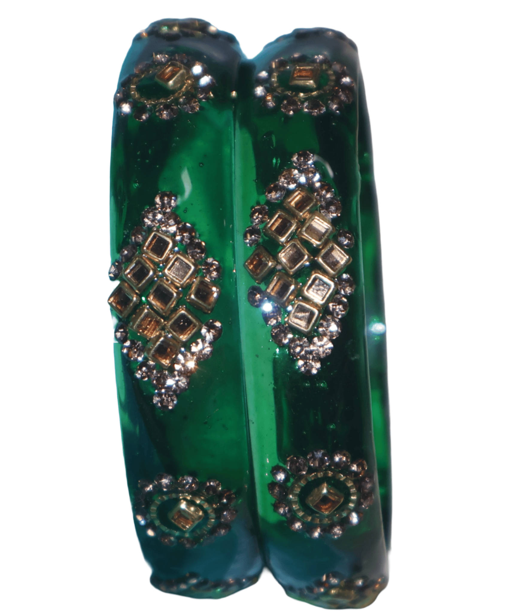 Emerald Green Embellished Bangles - Ethnic Indian