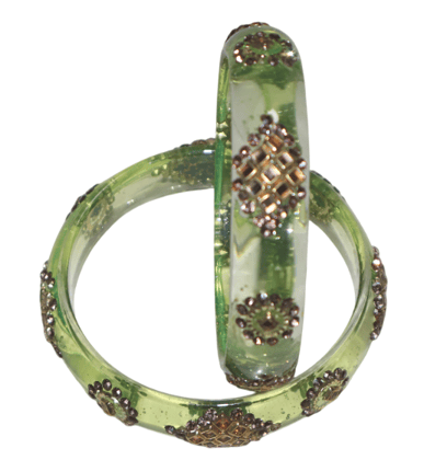 Green Embellished Bangles