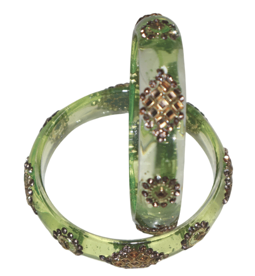 Green Embellished Bangles