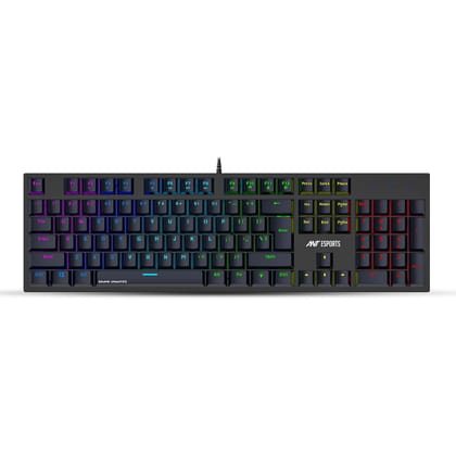 Ant Esports MK3400 V3 Pro, RGB 104 Keys Backlit USB Wired Keyboard with Blue Switch, Durable Keycaps/Anti-Ghosting/Spill-Resistant Mechanical Keyboard for PC