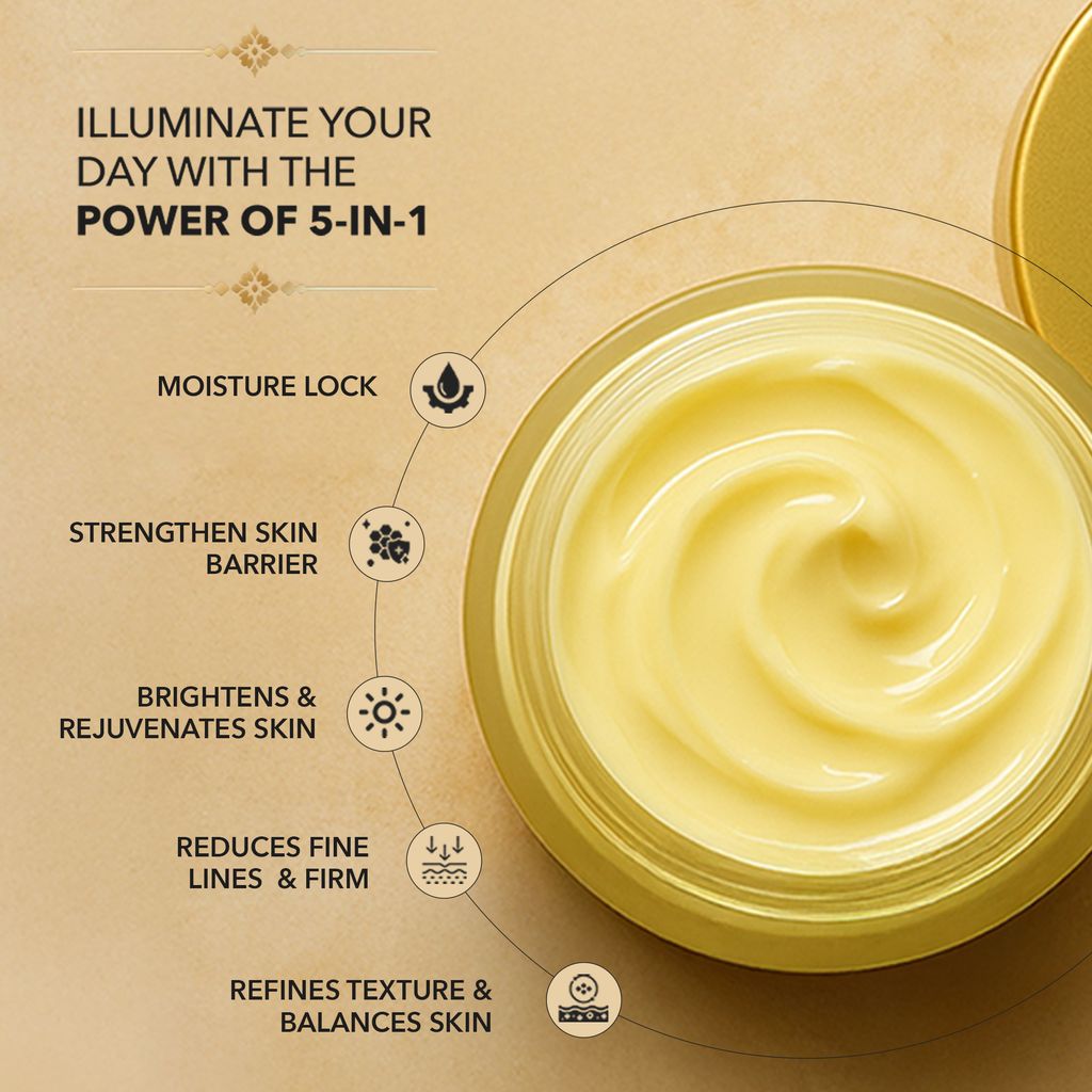 Fabessentials Suvarna Kumkumadi 24K Gold Face Cream 50ml | Brightening Face Cream for Glowing Skin | Face Cream with Saffron, Niacinamide & Red Algae | Illuminating Moisturizer for All Skin Types