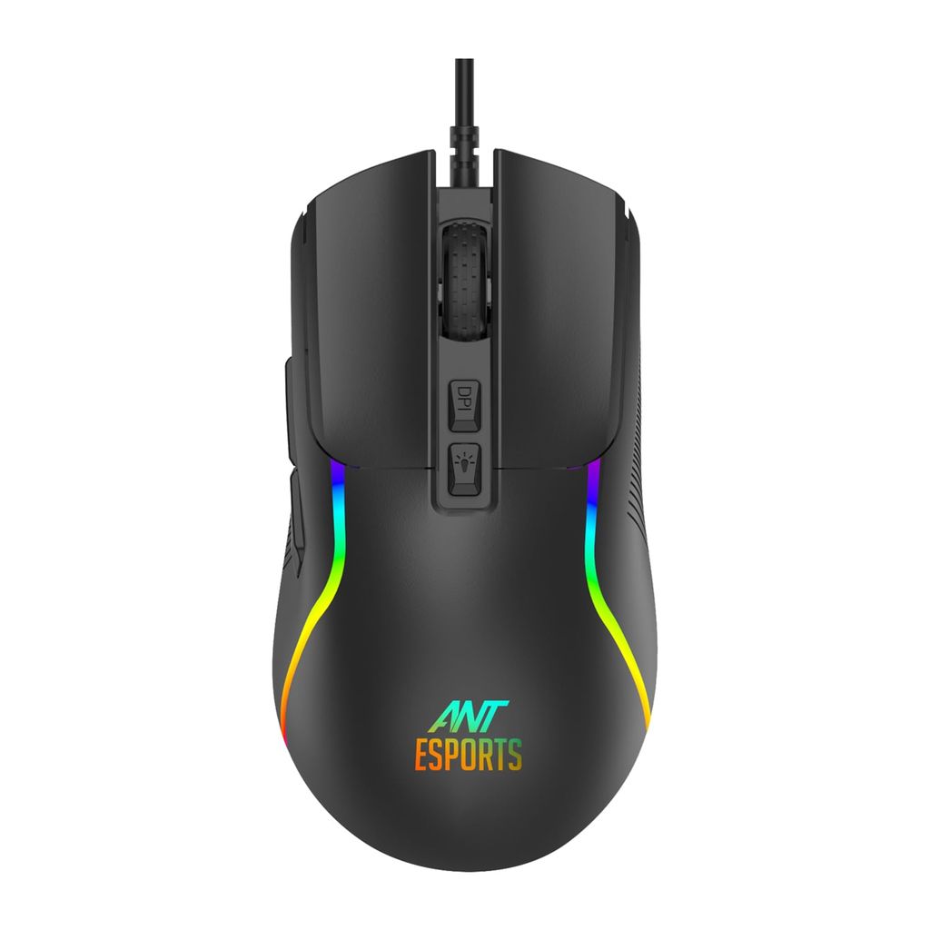 Ant Esports GM380 Wired RGB Gaming Mouse, 12800 DPI Optical Sensor, 6 Programmable Macros, Software Support for Custom Key Config, and RGB 