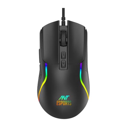 Ant Esports GM380 Wired RGB Gaming Mouse, 12800 DPI Optical Sensor, 6 Programmable Macros, Software Support for Custom Key Config, and RGB
