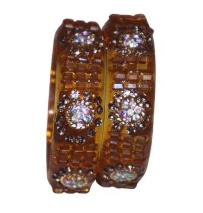 Elegant Amber-toned Embellished Bangles