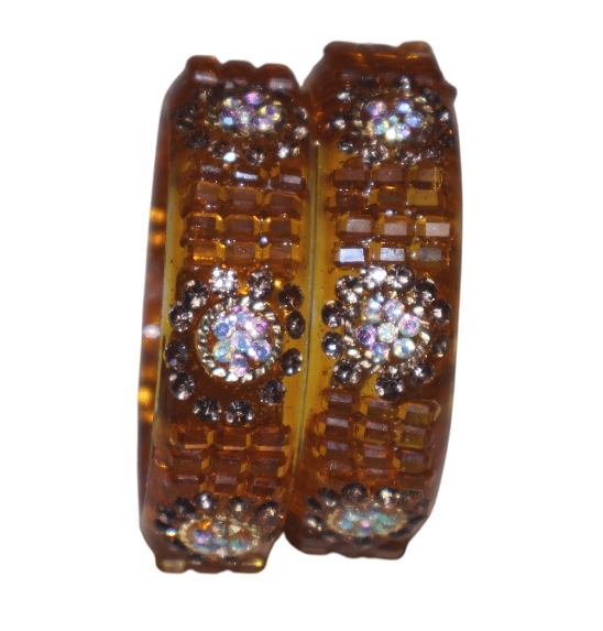 Elegant Amber-toned Embellished Bangles