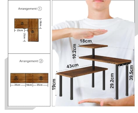 Versatile 3-Tiered Shelf with Multiple Arrangement Options