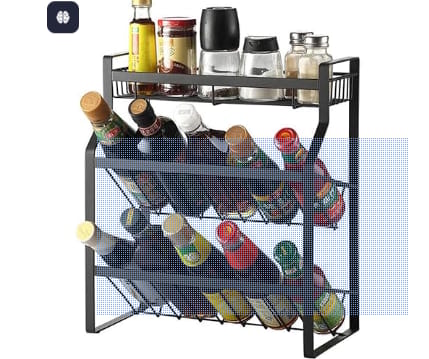 3-Tier Kitchen Spice Rack Organizer - Metal Countertop Storage