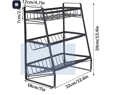 3-Tier Kitchen Spice Rack Organizer - Metal Countertop Storage