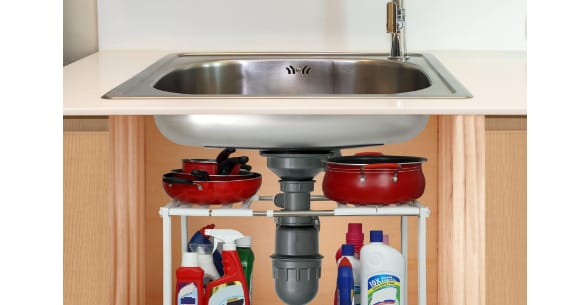 Countertop Sink Organizer With Accessories | Modern Kitchen Storage Rack & Organizer | Stylish Stand, Stainless Steel, Tiered Shelf (New)