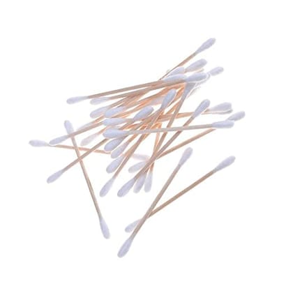 Nawani Wooden Stick Double Head Tips Natural Pure Cotton Ear Cleaning Picks Buds - 400 Pcs