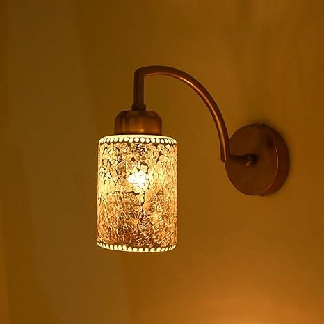 Somil Stylish Dazzling Metal and Glass Wall Lamp/Night Lamp, Blue, White, 9.5 X 9.5 X 26.5 CM