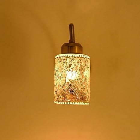 Somil Stylish Dazzling Metal and Glass Wall Lamp/Night Lamp, Blue, White, 9.5 X 9.5 X 26.5 CM