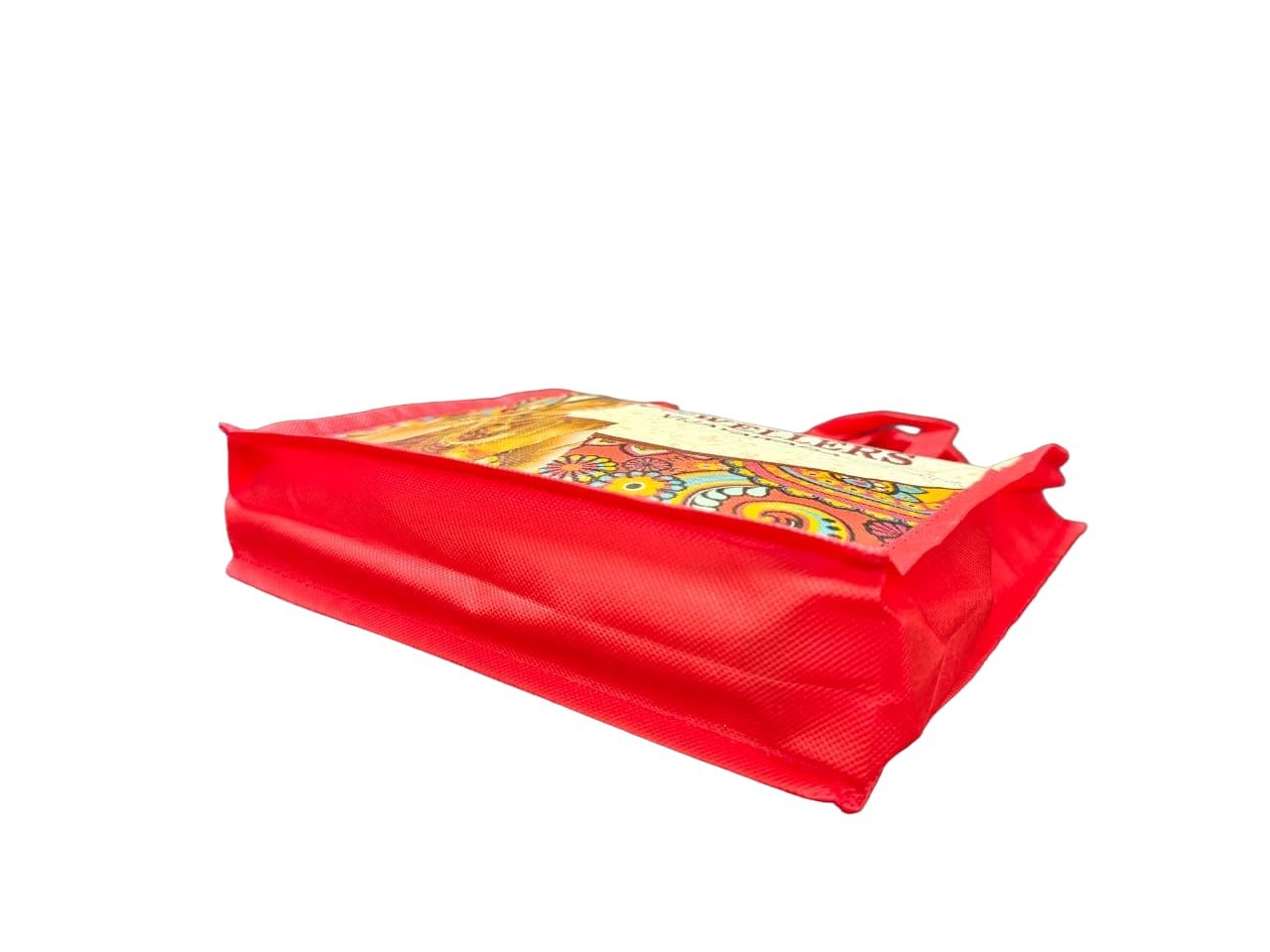 Red Shopping Bag with Printed Design - Reusable & Eco-Friendly