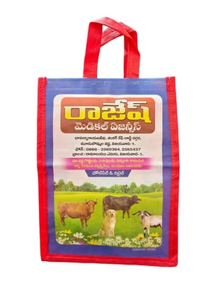 Red Shopping Bag with Printed Design - Reusable & Eco-Friendly