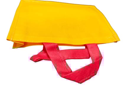 Yellow Non-Woven Bag with Red Handles - Durable and Stylish