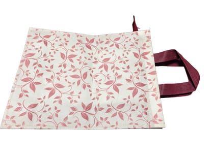 Floral Print Non-Woven Tote Bag with Red Handles