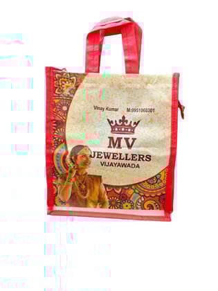 Stylish Red Non-Woven Bag with Zipper Closure