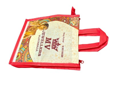 Stylish Red Non-Woven Bag with Zipper Closure