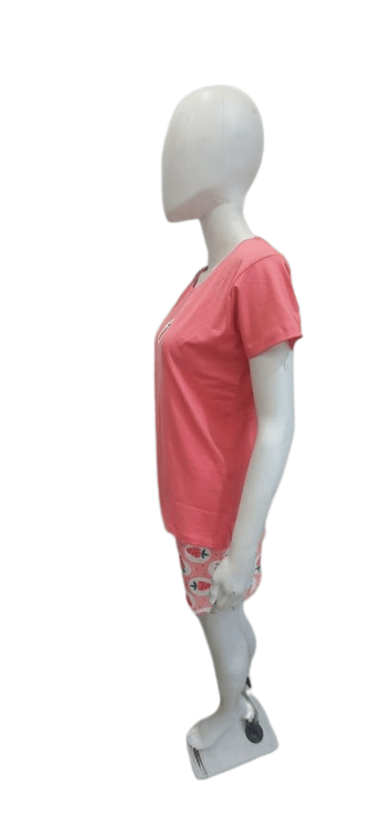 Chic Women Women’s Cotton Printed Nightwear Set – Strawberry Design T-Shirt & Shorts Combo (Pink