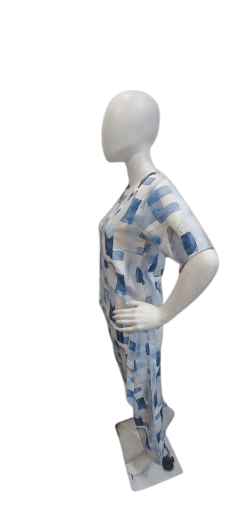Affordable Women Women’s Printed Night Suit Set – Soft Cotton Half Sleeve Top & Pajama (Blue & W