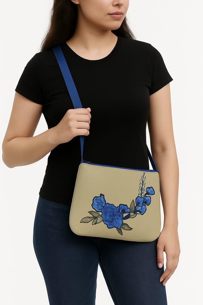 Blue Bloom Embroidered Sling Bag - Handbags | Buy online on ZillyBuy