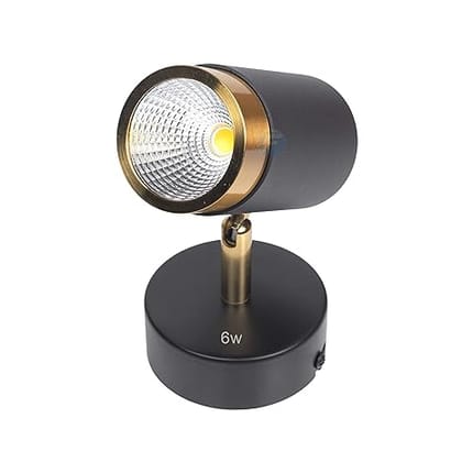 6 Watt LED Surface/Spot Light, Shockproof Alluminium Body & Antiglare Diffuser,Warmwhite Light (BlackGold-285)