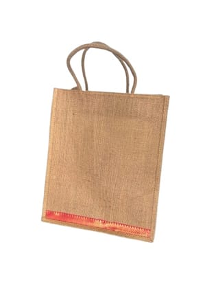 Eco-Friendly Jute Tote Bag with Red Border - Stylish & Sustainable