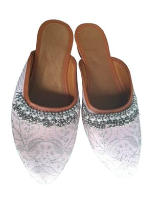 Embroidered Pink Slip-On Shoes with Embellishments