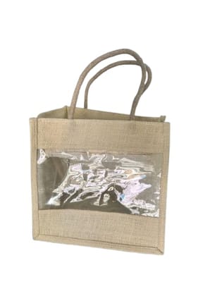 Eco-Friendly Jute Tote Bag with Clear Window