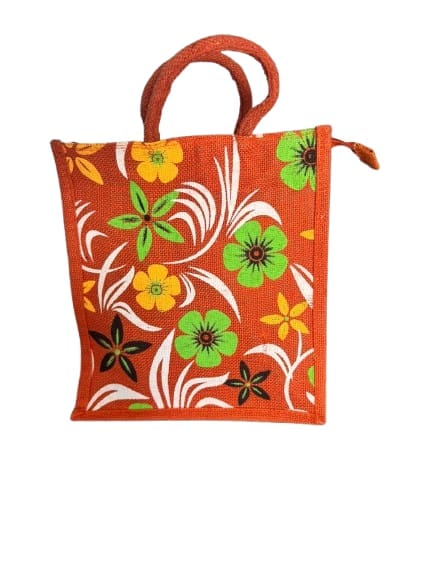 Floral Jute Tote Bag - Eco-Friendly Shopping Bag