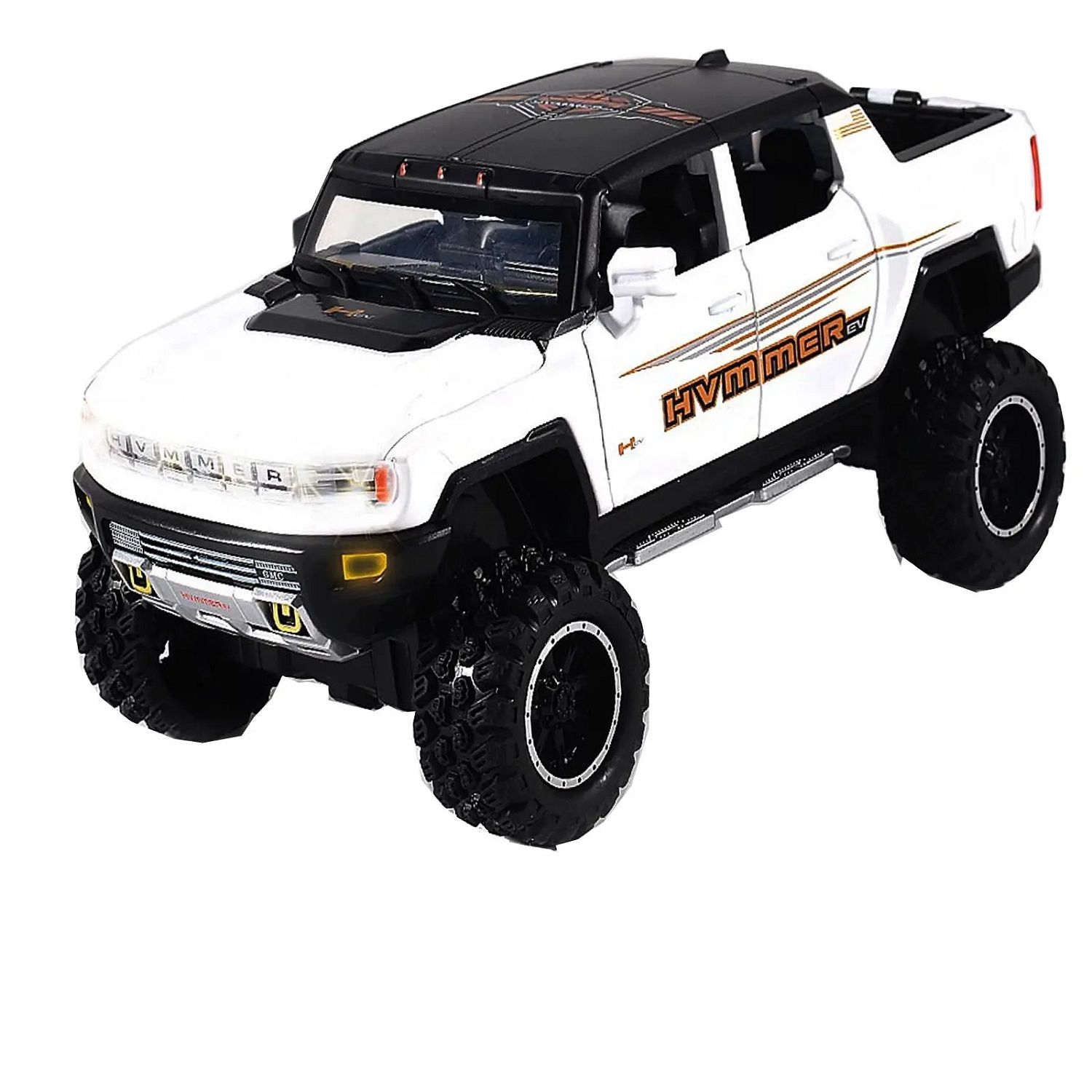 KTRS ENTERPRISE 1:24 Hummer EV Alloy Metal Pull-Back Die-Cast Car Model | Openable Doors, Sound & Light | Musical Toy Car for Boys
