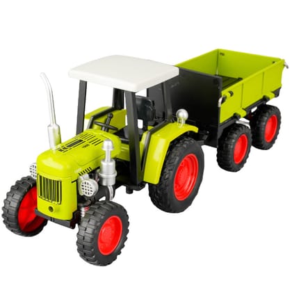 KTRS ENTERPRISE 1:24 Metal Farm Tractor Toy with Tipping Trailer Model Car Diecast Toy Cars for Boys BronzeFarm